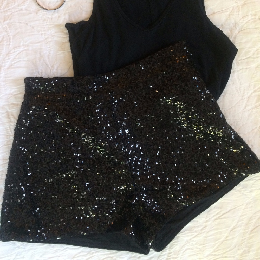 Black Sequin Shorts